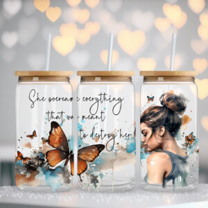 She Overcame Everything - Sipper Glass 16oz