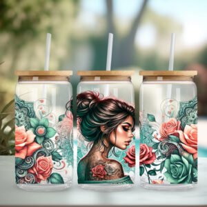 Tattoos and Teal - Sipper Glass 16oz